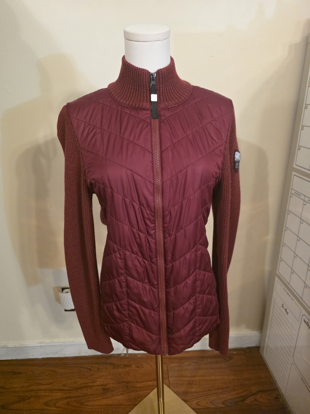 Krimson Klover Women's Burgundy Quilted Hybrid Jacket - Size L